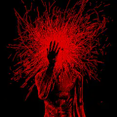 Red splatter head figure
