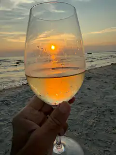 wine glass sunset beach