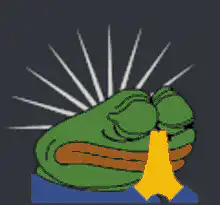 Frog praying with glowing light