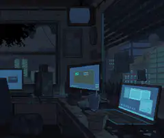 rainy night coding setup
