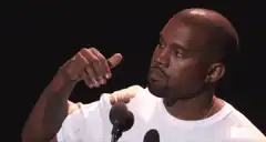 Kanye West pointing down