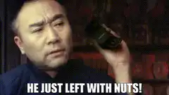 Man holding phone then squirrel in tree