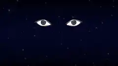 Eyes blinking in a starry night sky