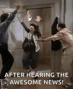Friends celebrating awesome news