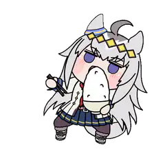 Chibi horse girl eating rice