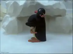 Pingu hugging himself