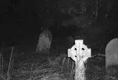 Pac-Man ghost in graveyard