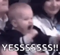Baby cheering yes