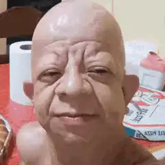 Bald man making funny faces