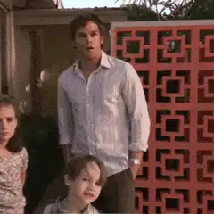 Ian Somerhalder shrugging with kids