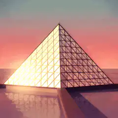 glowing pyramid at sunset