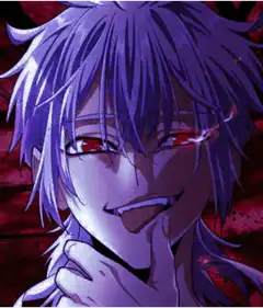 Anime boy with purple hair turns white