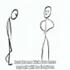 stick figure kicks another