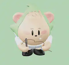 3d cartoon mouse spinning with needle