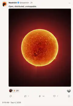 Nostrich sun tweet with lightning bolt