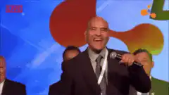 Man laughing and shouting heey