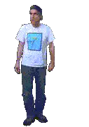 Man in white t-shirt shrugging