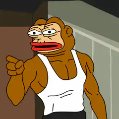 Muscular monkey flexing
