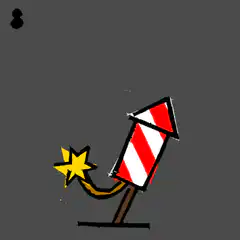 hand drawn rocket launches fireworks