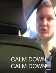 Woman yelling calm down in car