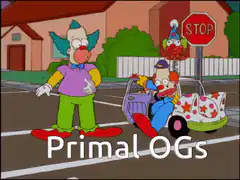Krusty and clowns in bumper car