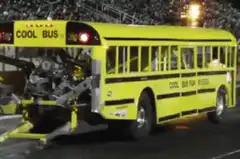 Yellow school bus drag race