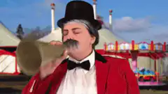 Ringmaster drinking from a megaphone