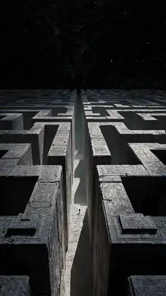 Stone maze under starry night sky