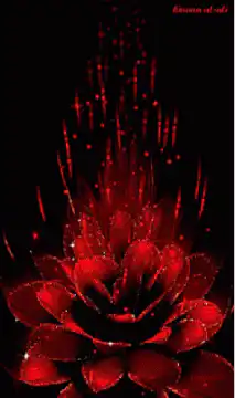 Red flower with sparkling particles