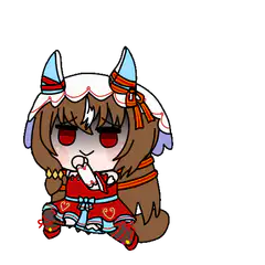 chibi girl with horns eating