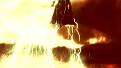 Thor summons lightning with Mjolnir