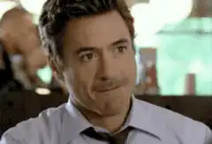 Robert Downey Jr. smirking and pouting