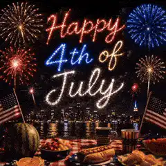 Happy 4th of July fireworks picnic