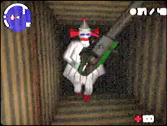 Clown with gun in hallway