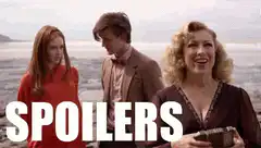 Spoilers text over Doctor Who characters