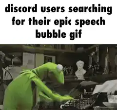 Kermit frantically typing on typewriter