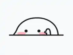 cute white blob peeking and waving