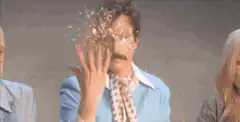 Ron Burgundy gets hit with confetti