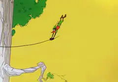 Elmer Fudd tightrope walk