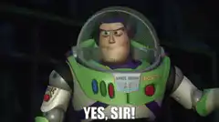 Buzz Lightyear saluting yes sir