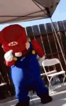 Mario mascot dancing