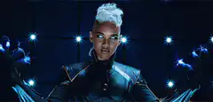 Alexandra Shipp as Storm with lightning