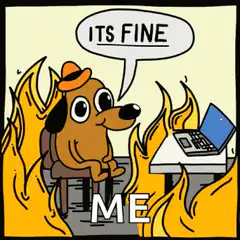 This Is Fine dog in flames