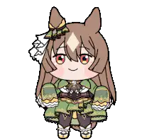 Chibi horse girl blushing and hugging herself
