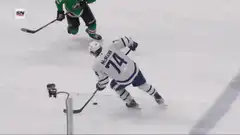 Hockey player scores a goal