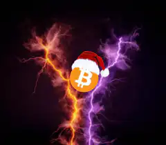 Bitcoin with Santa Hat and Lightning