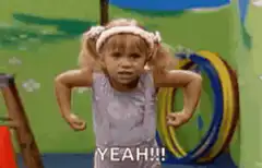 Little girl flexing with YEAH!!!