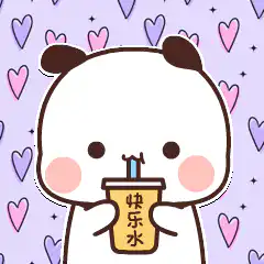Cute panda drinking happy water