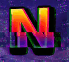 Glitchy rainbow letter N