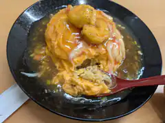 Omu rice with curry and mashed potatoes